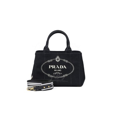 PRADA DENIM BLACK DENIM SHOULDER BAG 1BG439 (28*20*15cm) 